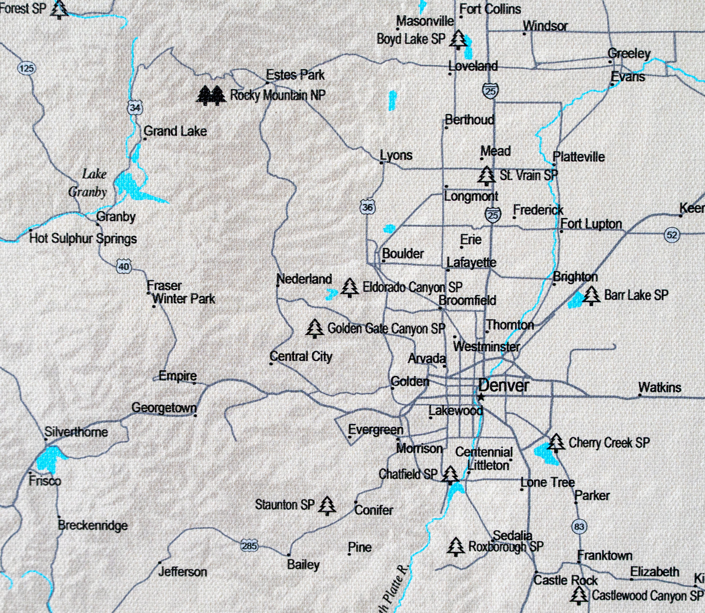 Colorado National and State Parks - Push Pin Map