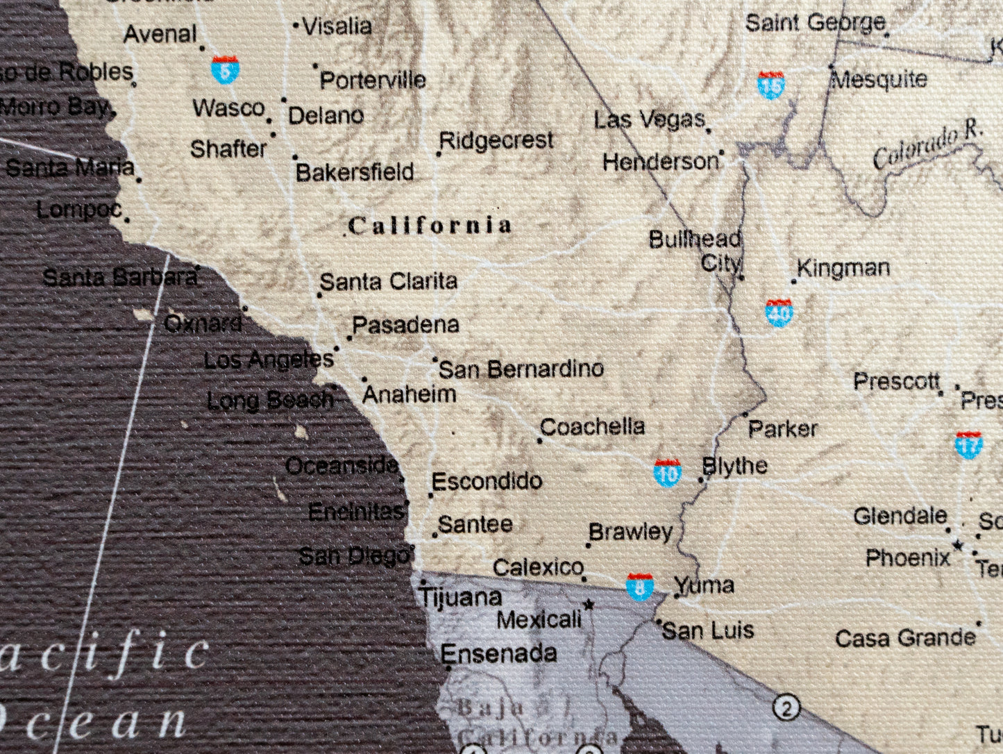 United States of America with Roads - Push Pin Map