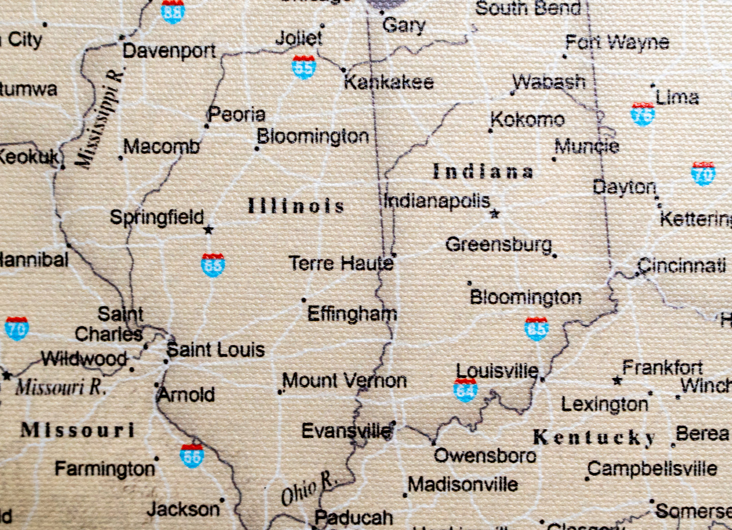 United States of America with Roads - Push Pin Map