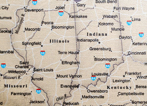 United States of America with Roads - Push Pin Map