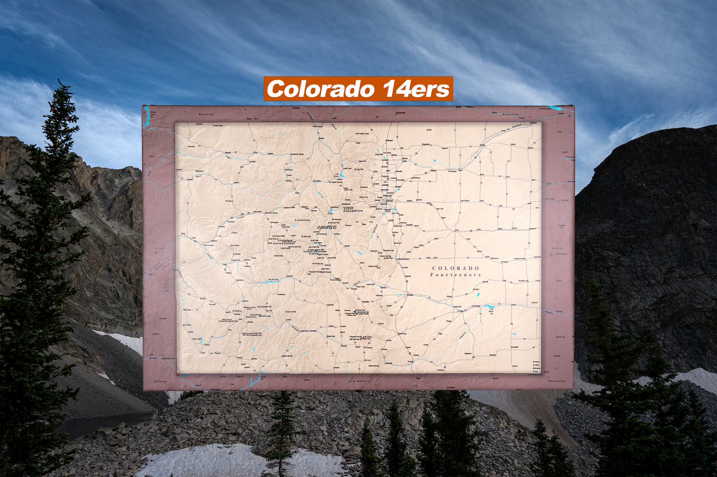 Colorado Fourteeners - Push Pin Map
