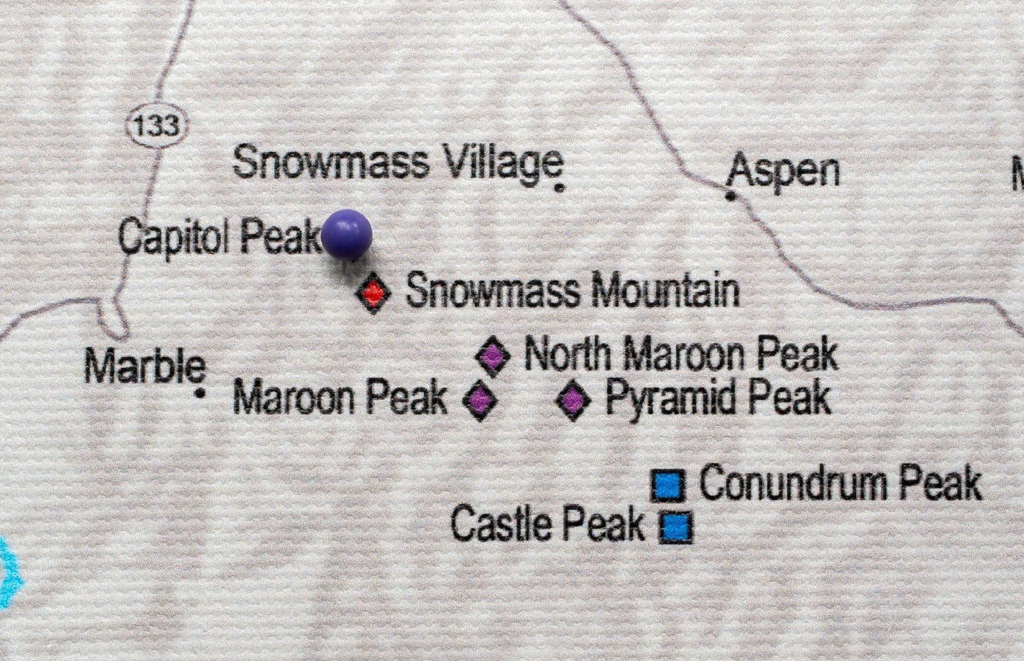 Colorado Fourteeners - Push Pin Map - Pin Trail Maps
