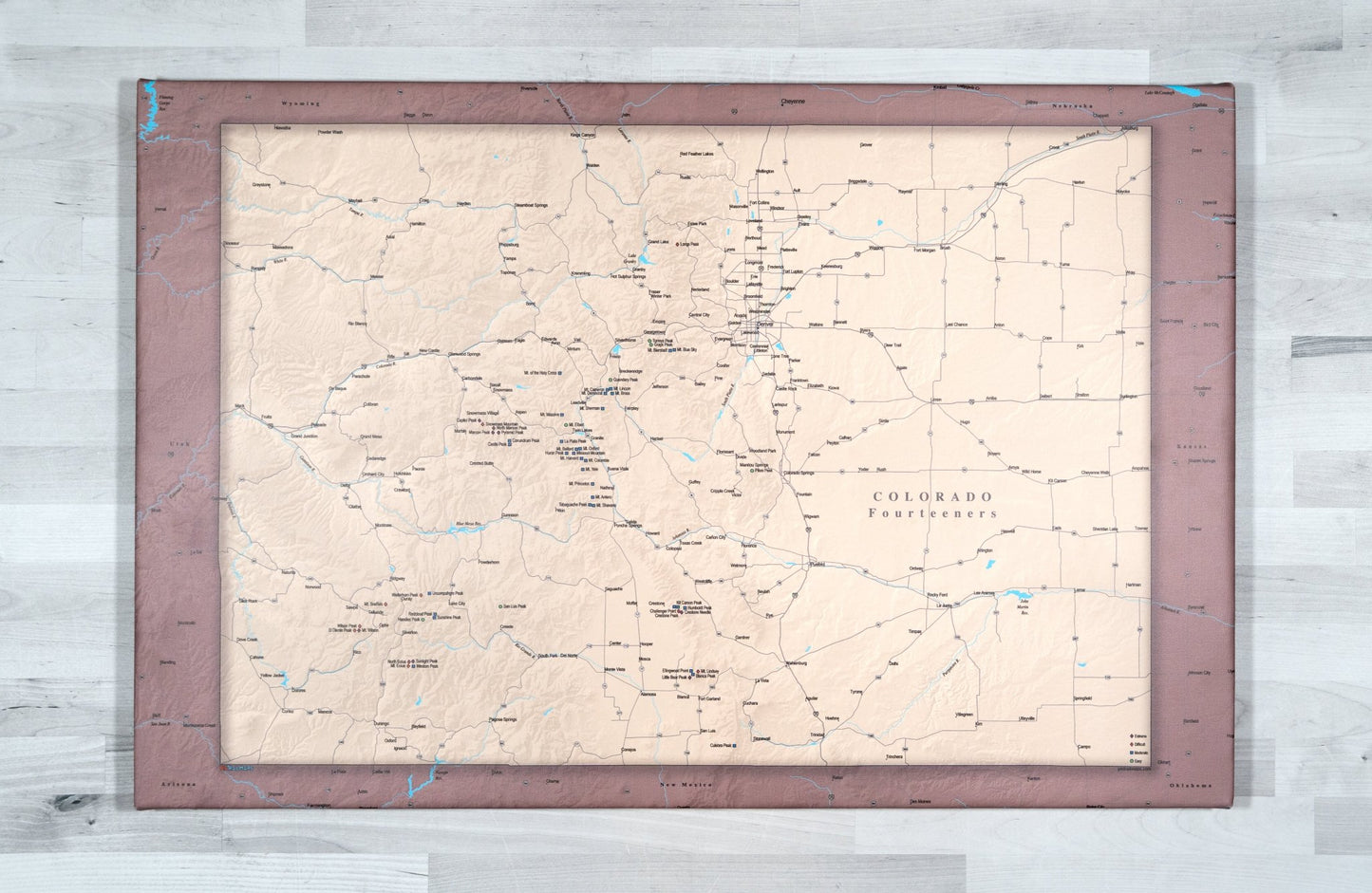 Colorado Fourteeners - Push Pin Map - Pin Trail Maps