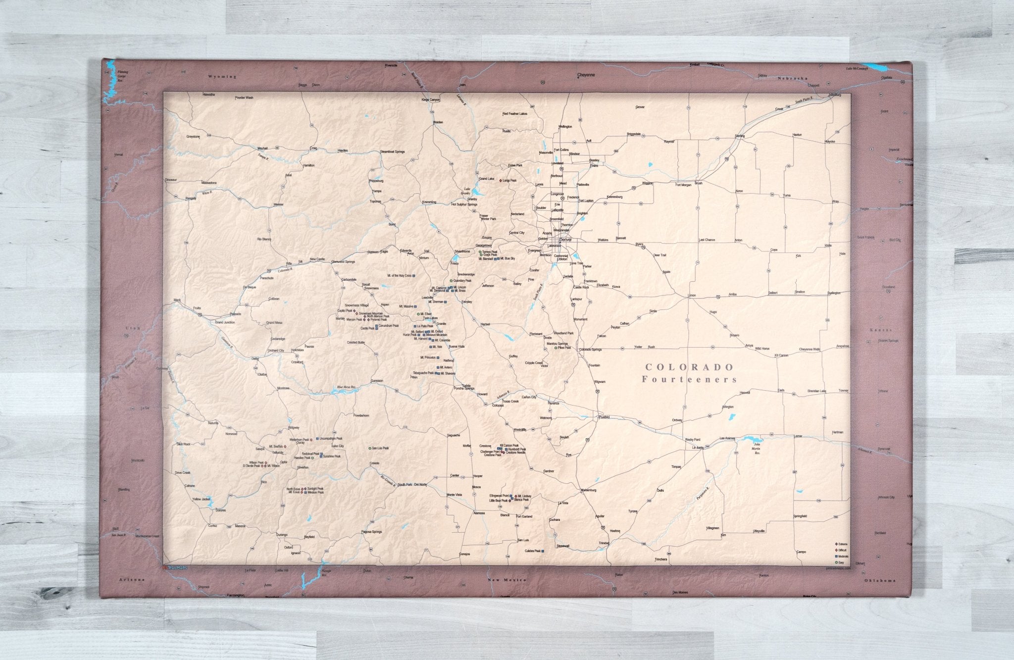 Colorado Fourteeners - Push Pin Map - Pin Trail Maps