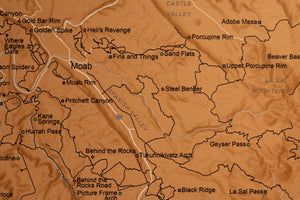 Moab Off Road Trails - Push Pin Map