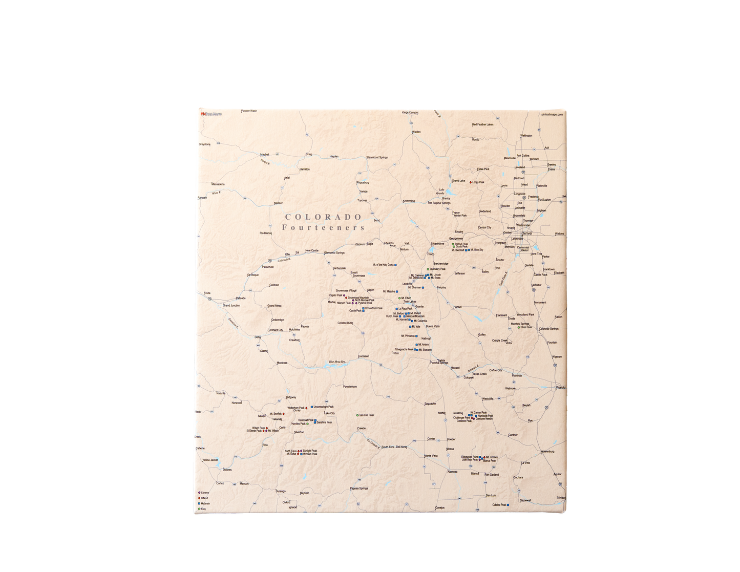 Colorado Fourteeners - Push Pin Map