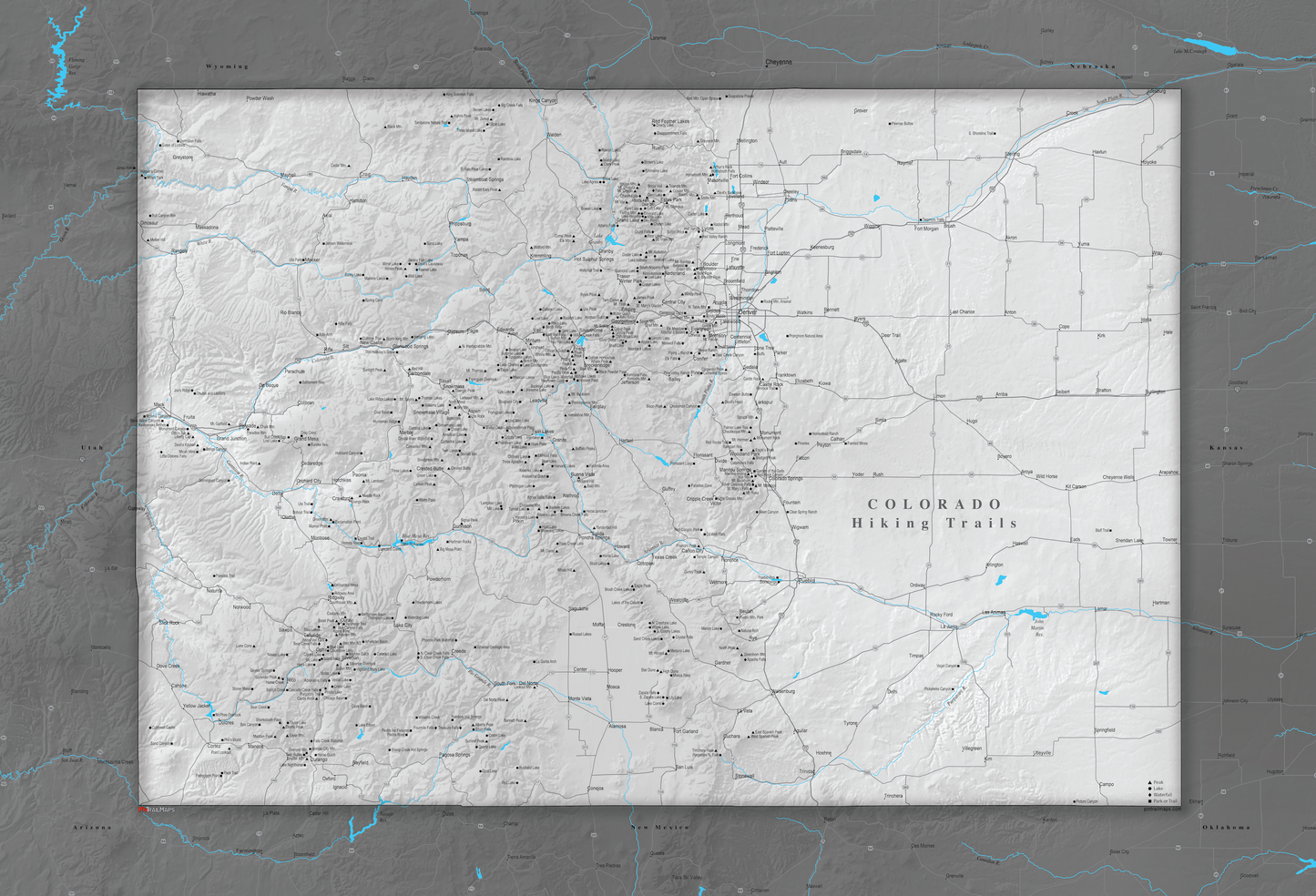 Colorado Hiking Trails - Push Pin Map