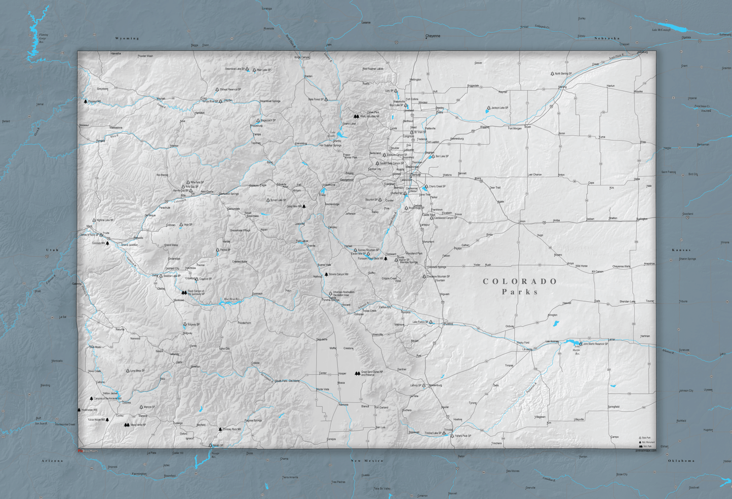 Colorado National and State Parks - Push Pin Map - Pin Trail Maps