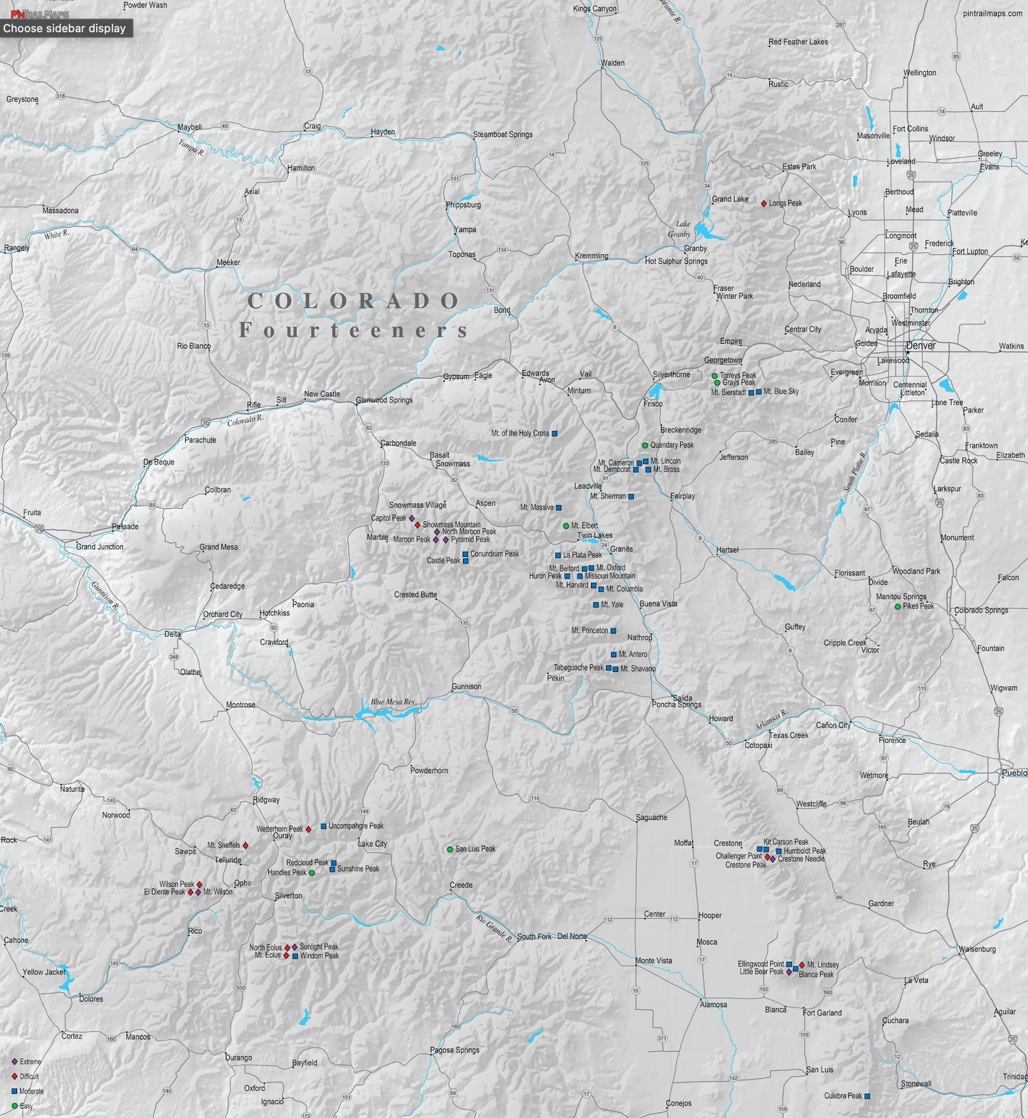 Colorado Fourteeners - Push Pin Map