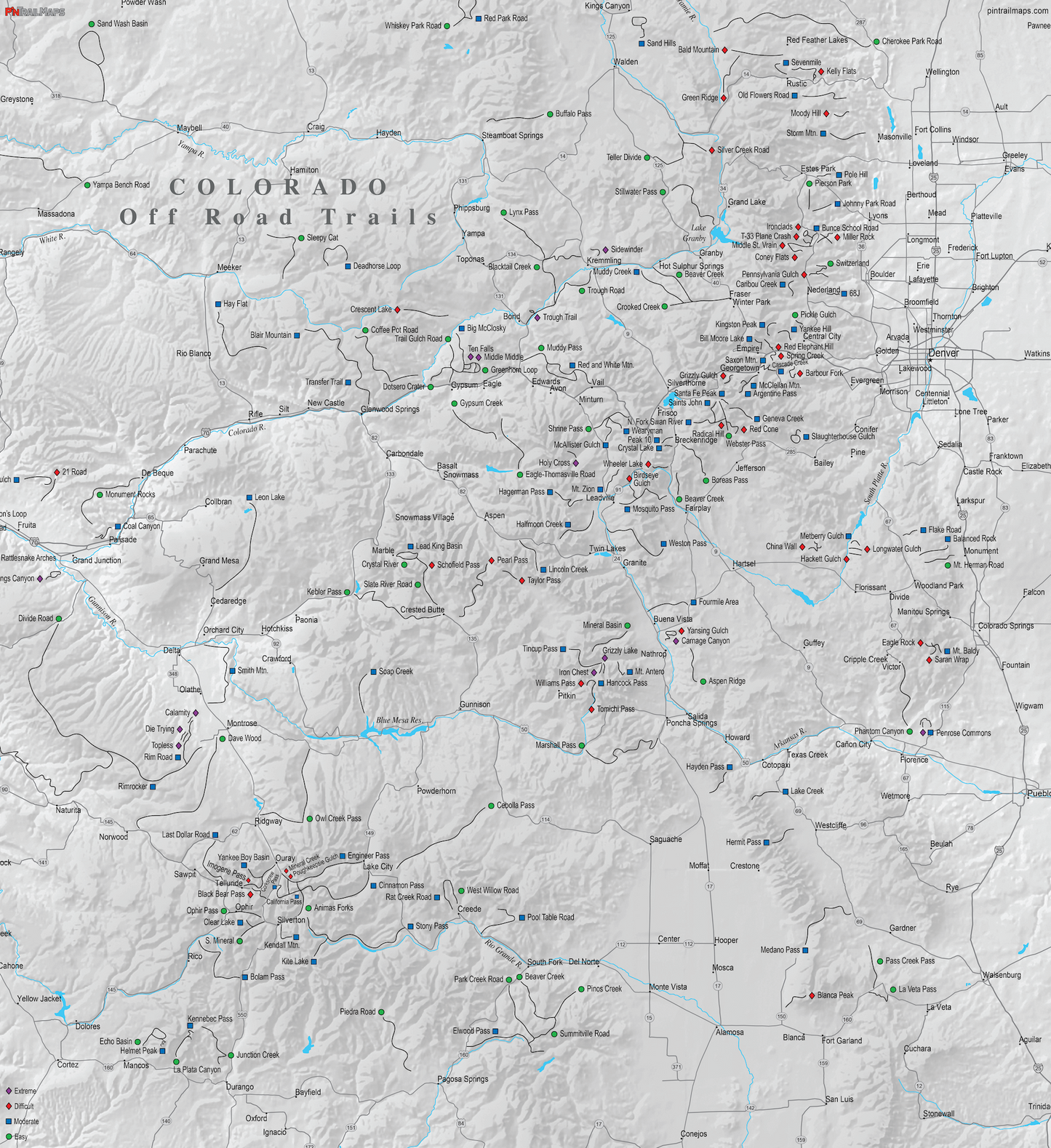 Colorado Off Road Trails - Push Pin Map