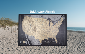 United States of America with Roads - Push Pin Map