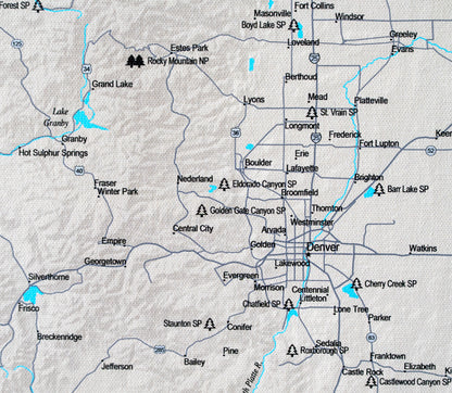 Colorado National and State Parks - Push Pin Map