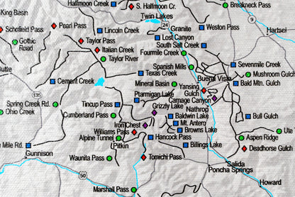 Colorado Off Road Trails - Push Pin Map