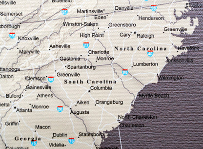 United States of America with Roads - Push Pin Map