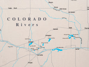 Colorado Rivers - Push Pin Map