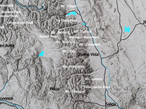 Colorado Fourteeners - Push Pin Map