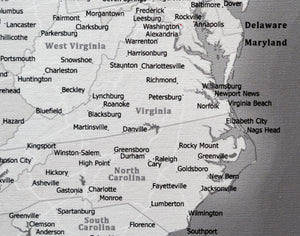 United States with Cities and Roads - Push Pin Map