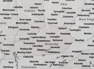 United States with Cities and Roads - Push Pin Map