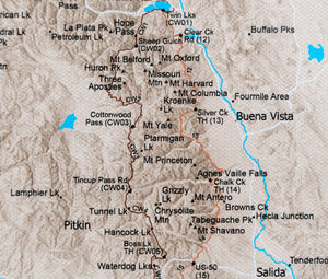 Colorado Hiking Trails - Push Pin Map