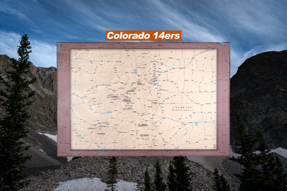 Colorado Fourteeners - Push Pin Map