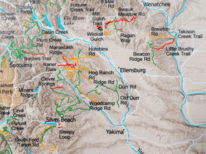 Washington Oregon Off Road Trails - Push Pin Map