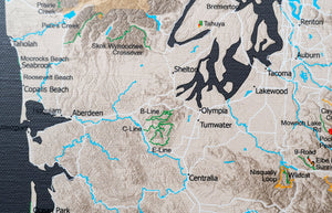 Washington Oregon Off Road Trails - Push Pin Map