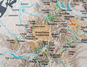 Washington Oregon Off Road Trails - Push Pin Map