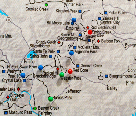 Colorado Off Road Trails - Push Pin Map