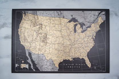 United States of America with Roads - Push Pin Map