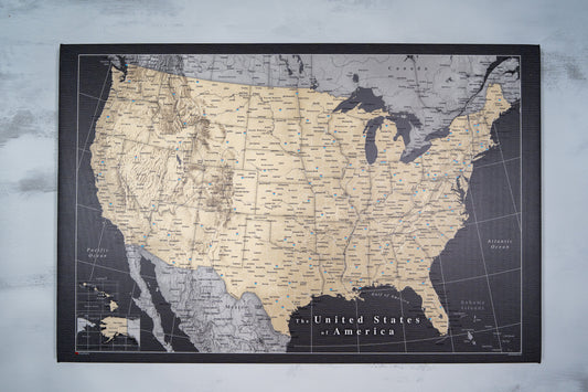 United States of America with Roads - Push Pin Map