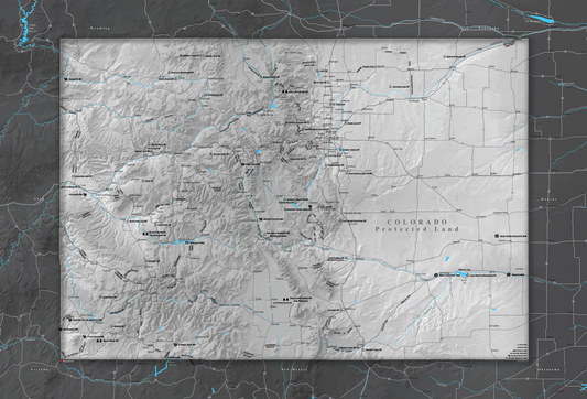 Colorado Protected Land and Scenic Byways - Push Pin Map