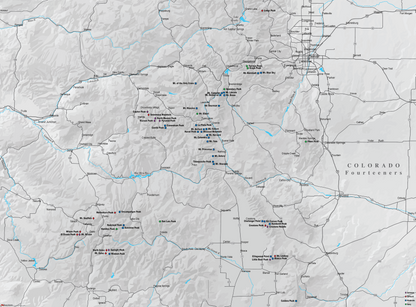 Colorado Fourteeners - Push Pin Map