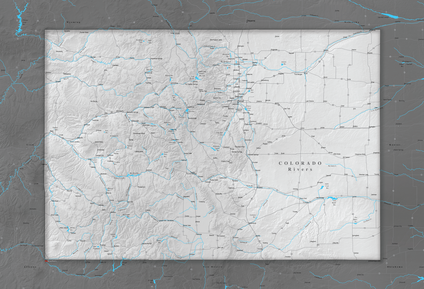 Colorado Rivers - Push Pin Map