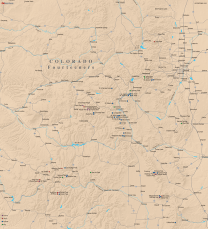 Colorado Fourteeners - Push Pin Map