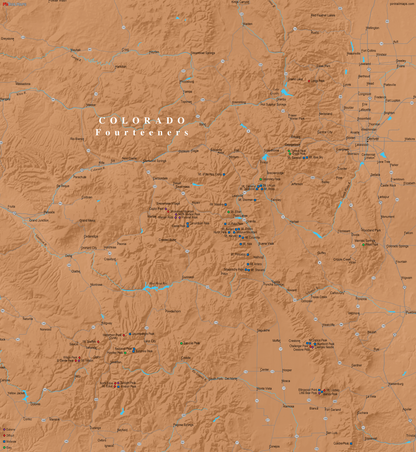 Colorado Fourteeners - Push Pin Map