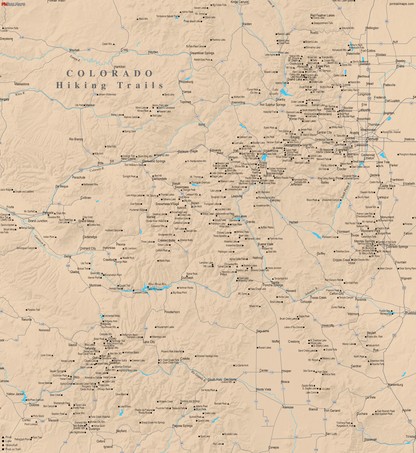 Colorado Hiking Trails - Push Pin Map