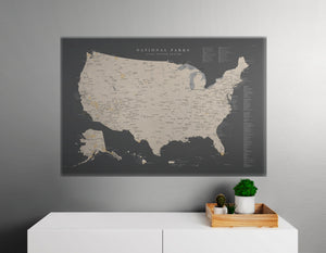 USA National Park System - Push Pin Map