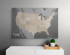 United States with Cities and Roads - Push Pin Map